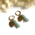 Brincos Pedra Aventurina Verde