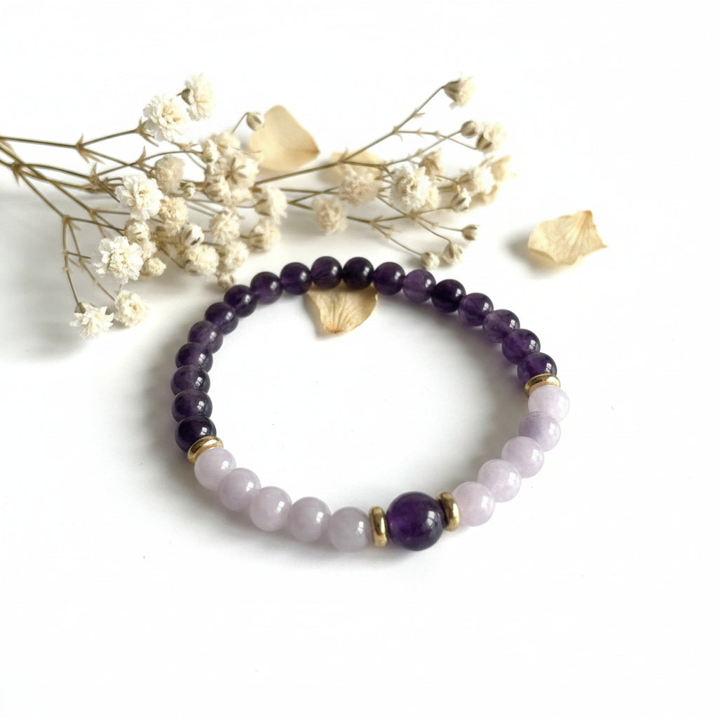 Pulseira Ametista e Ametista Lavanda