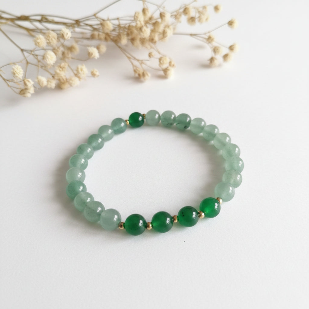 Pulseira Aventurina Verde e Jade Verde