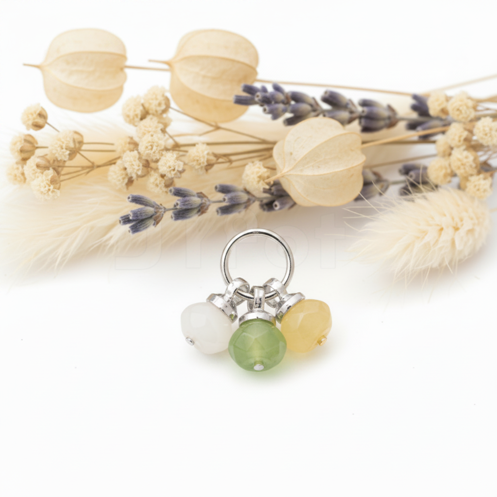 Pendente Aventurina Amarela, Peridoto e Jade Branca
