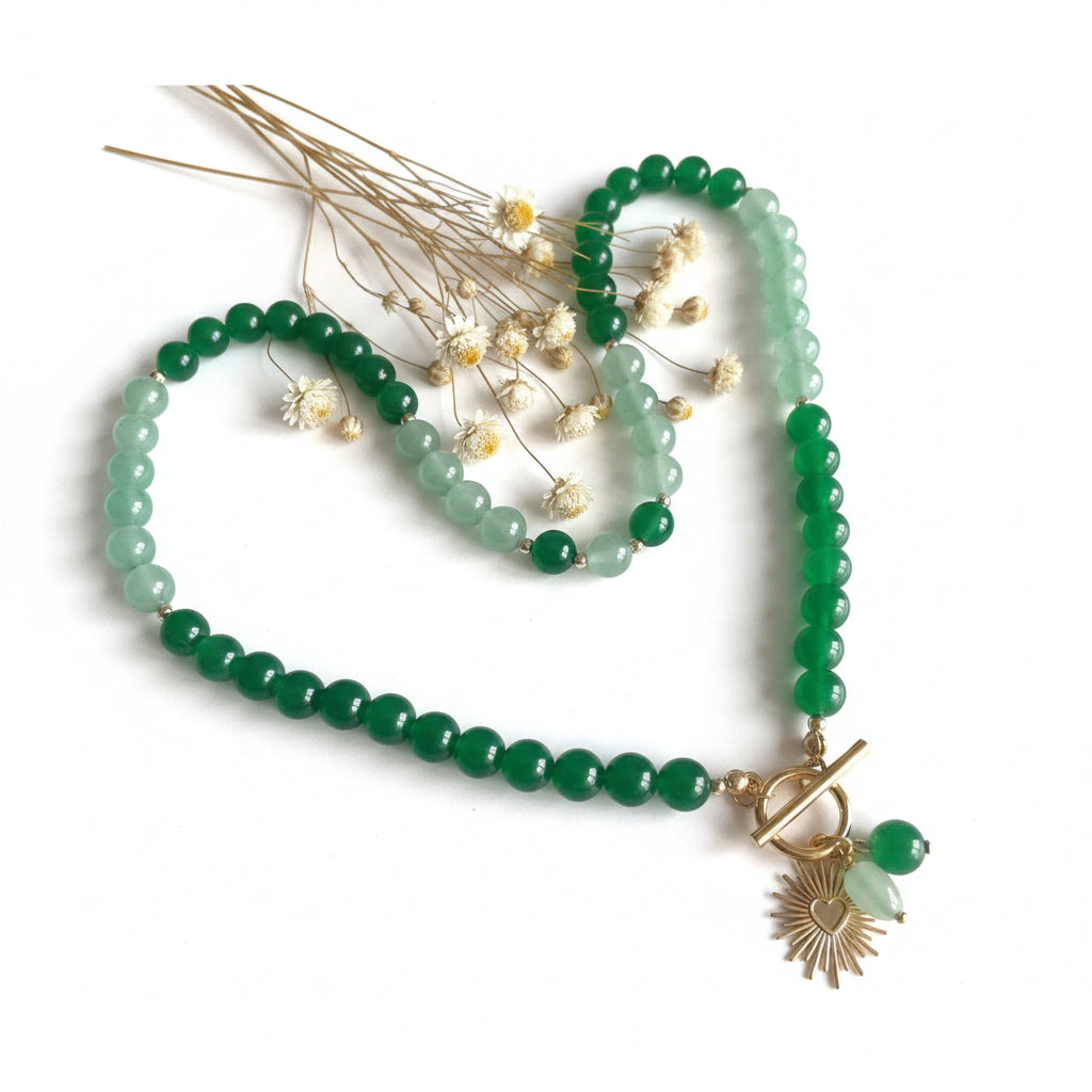 Colar Aventurina Verde e Jade Verde
